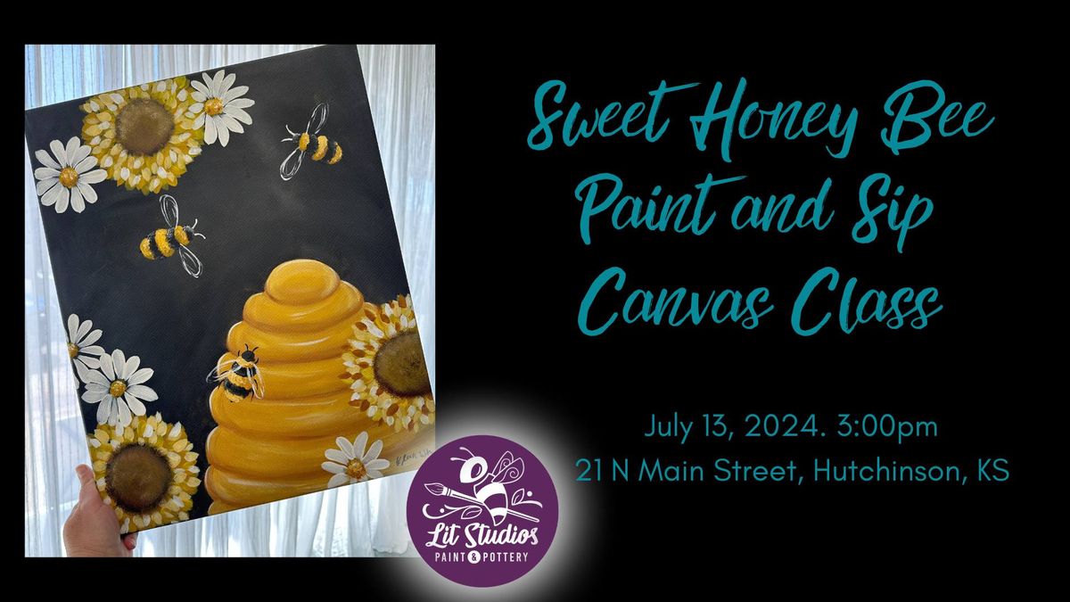 Sweet Honey Bee Paint and Sip Canvas