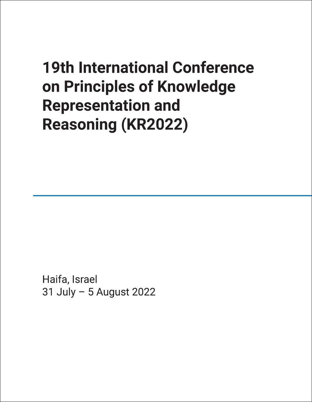 International Conference on Principles of Knowledge Representation and Reasoning