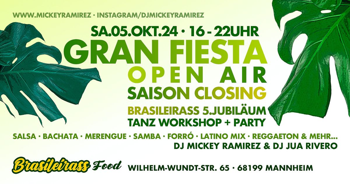 Gran Fiesta Open Air \u2605 Saison Closing \u2605 Workshop + Party