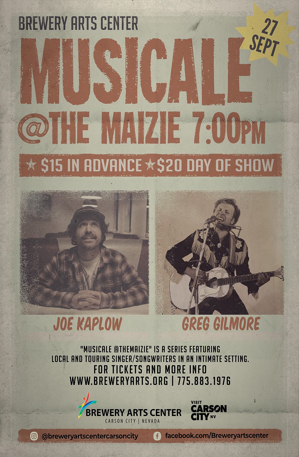 MUSICALE @ THE MAIZIE | JOE KAPLOW | GREG GILMORE | FRIDAY | SEPTEMBER 27TH 2024