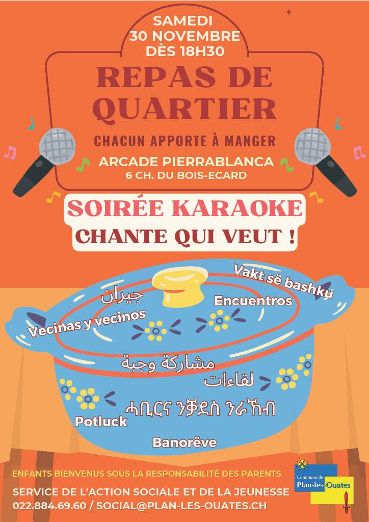 Repas de quartier aux Sciers soir\u00e9e karaok\u00e9