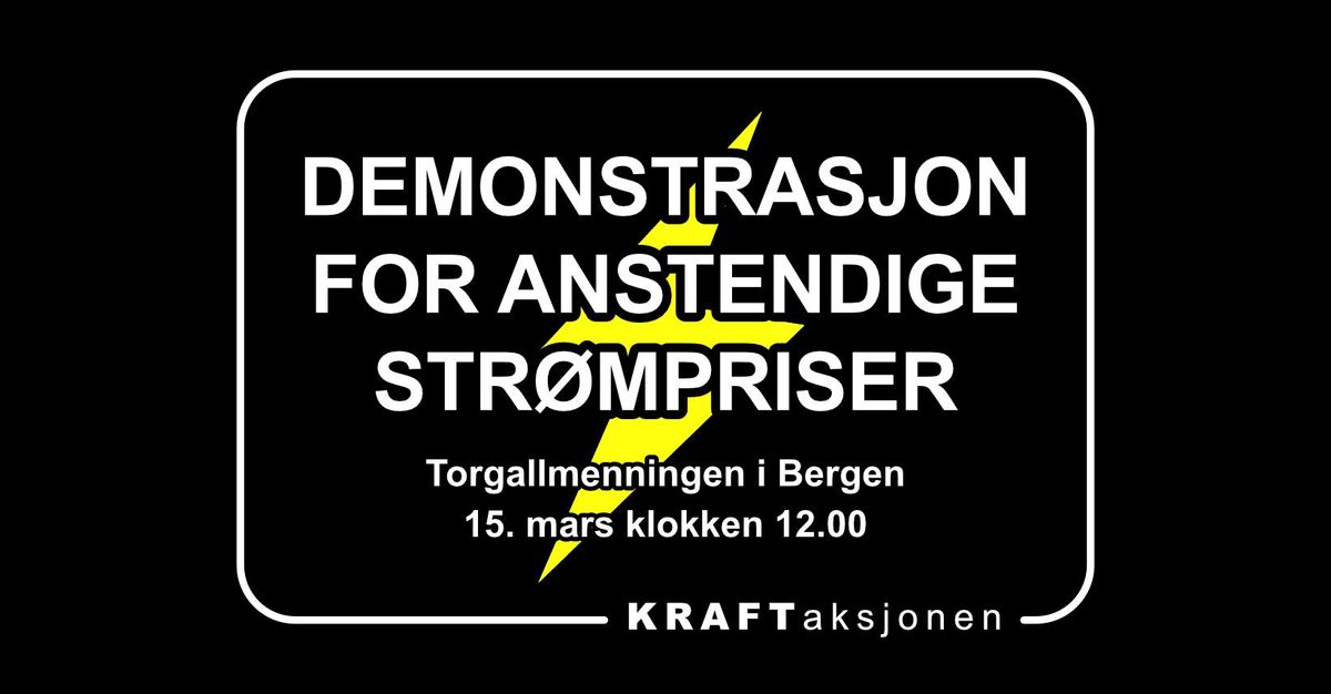 Demonstrasjon for anstendige str\u00f8mpriser - Torgallmenningen i Bergen 15.mars