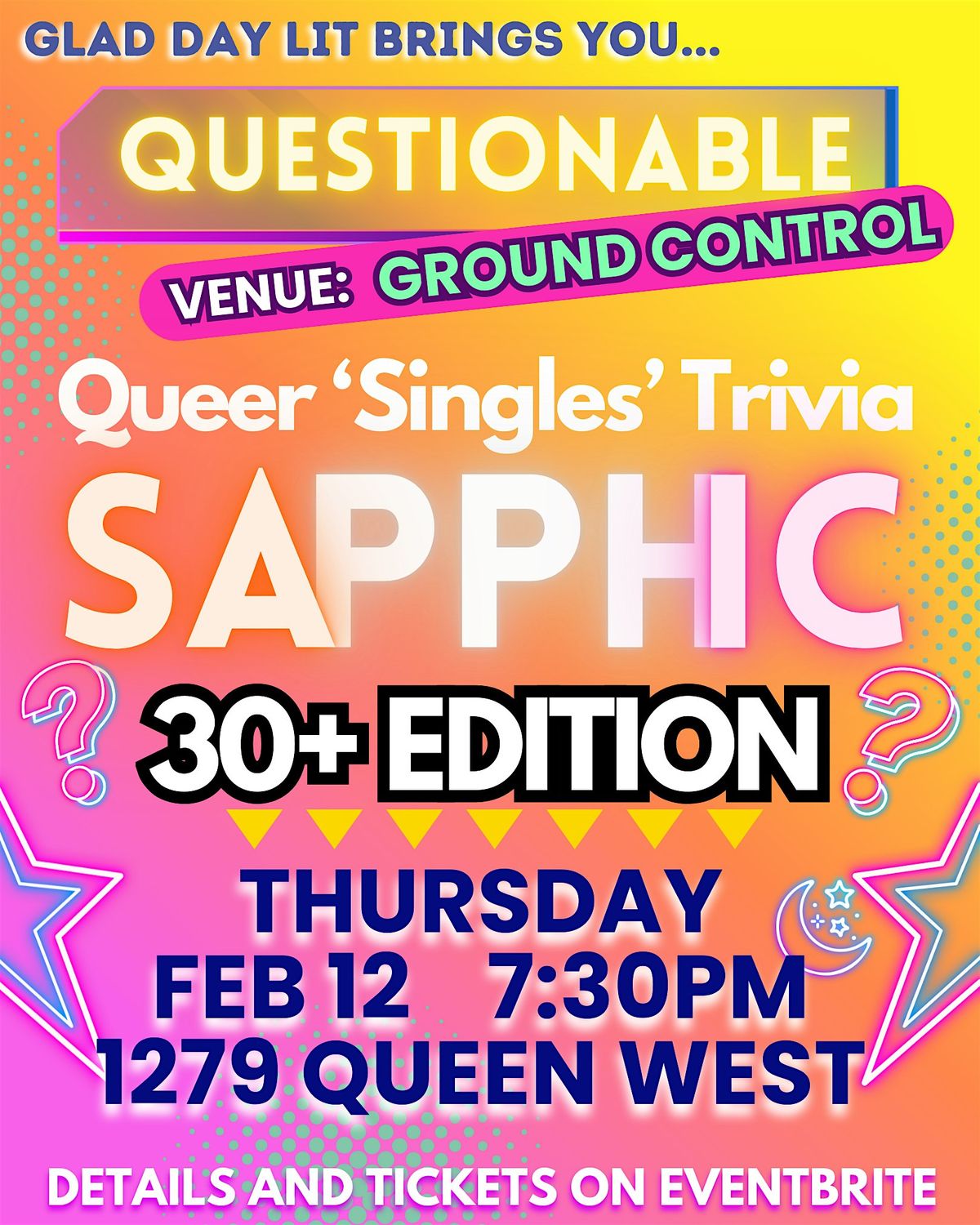 Questionable - SAPPHIC  OVER 30 EDITION : Queer Singles Trivia