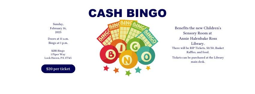 Cash Bingo to Benefit the New Children's Sensory Room