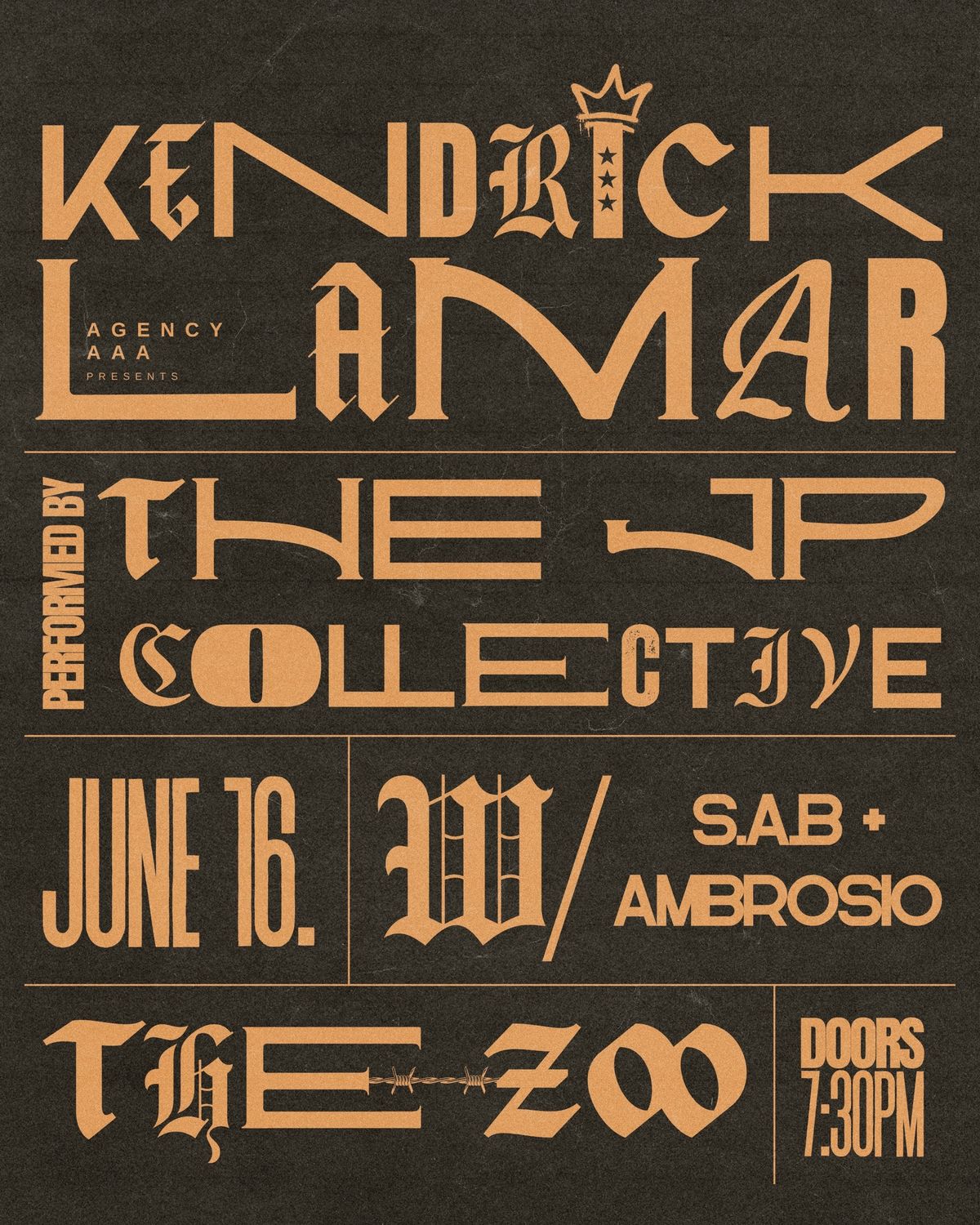 KENDRICK LAMAR PERFORMED BY THE JP COLLECTIVE | Brisbane @ The Zoo | June 16 w\/ S.A.B \/ Ambrosio