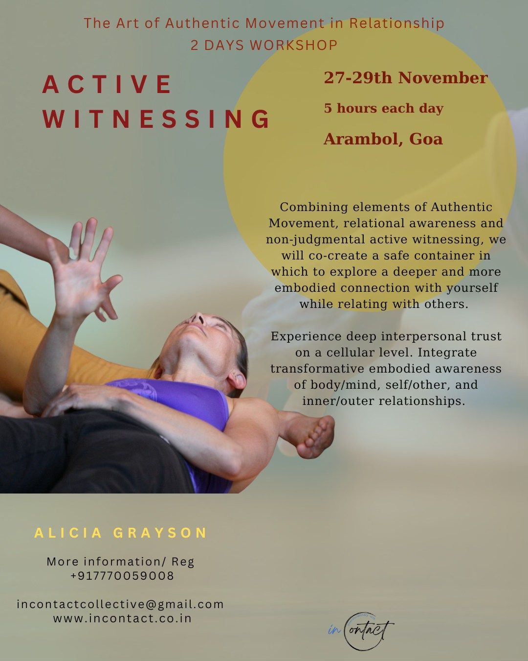 Active witnessing workshop with Alicia Grayson \/\/ 27-29th November