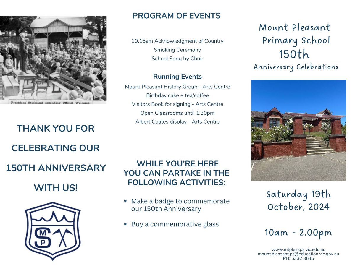 Mount Pleasant Primary School 150th Anniversary Celebration