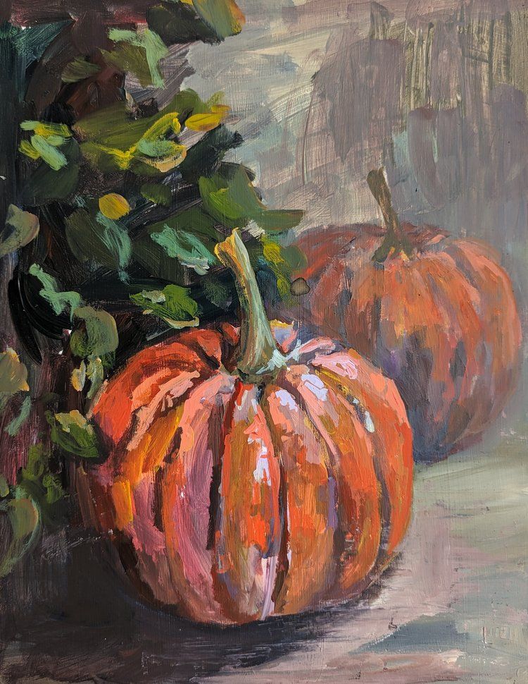 Painterly Pumpkins in Acrylic 