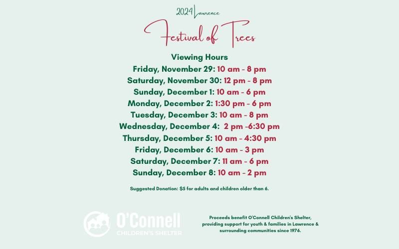 Public Viewing Hours at Festival of Trees