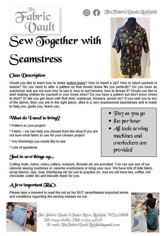 Sewing Sessions - Sew Together with Seamstress