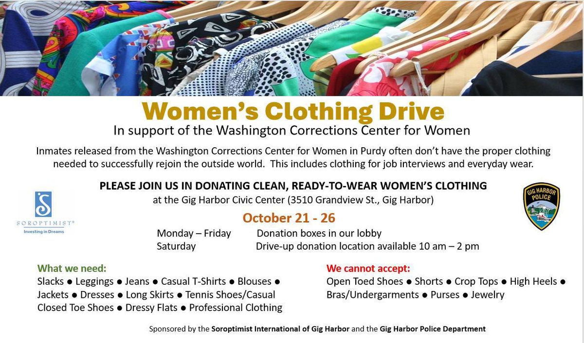 Women's Clothing Drive - Lobby Drop Off