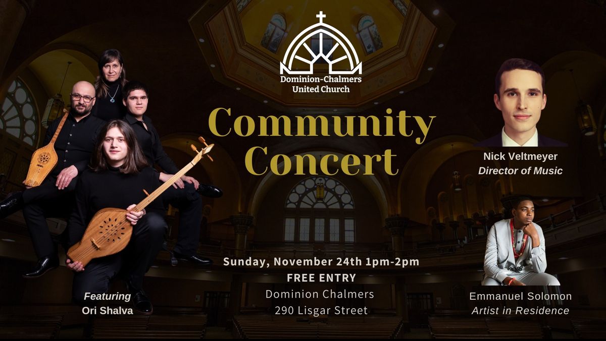 Free Community Concerts at Dominion Chalmers - NOV 24 with ORI SHALVA