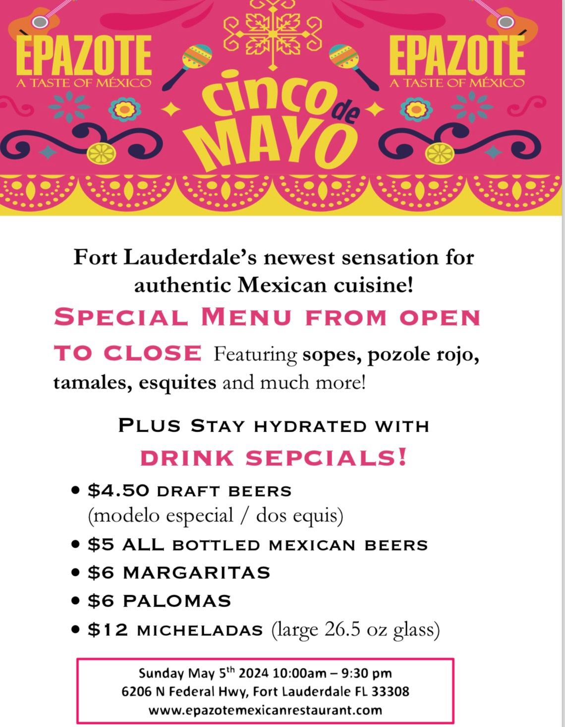 Get ready to spice up your Cinco de Mayo celebration at Epazote! 