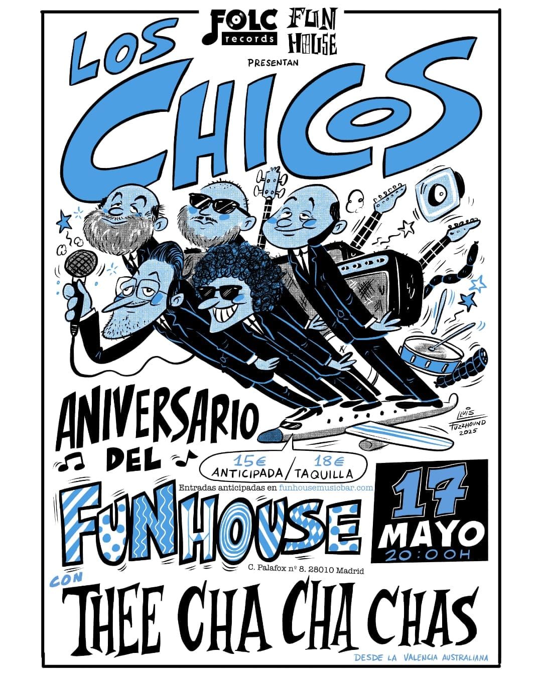 LOS CHICOS + THEE CHA CHA CHAS en el aniversario del Fun House