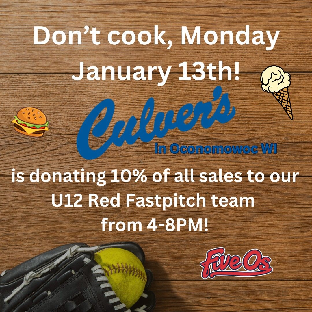 U12 Red Fastpitch Culver's Fundraiser