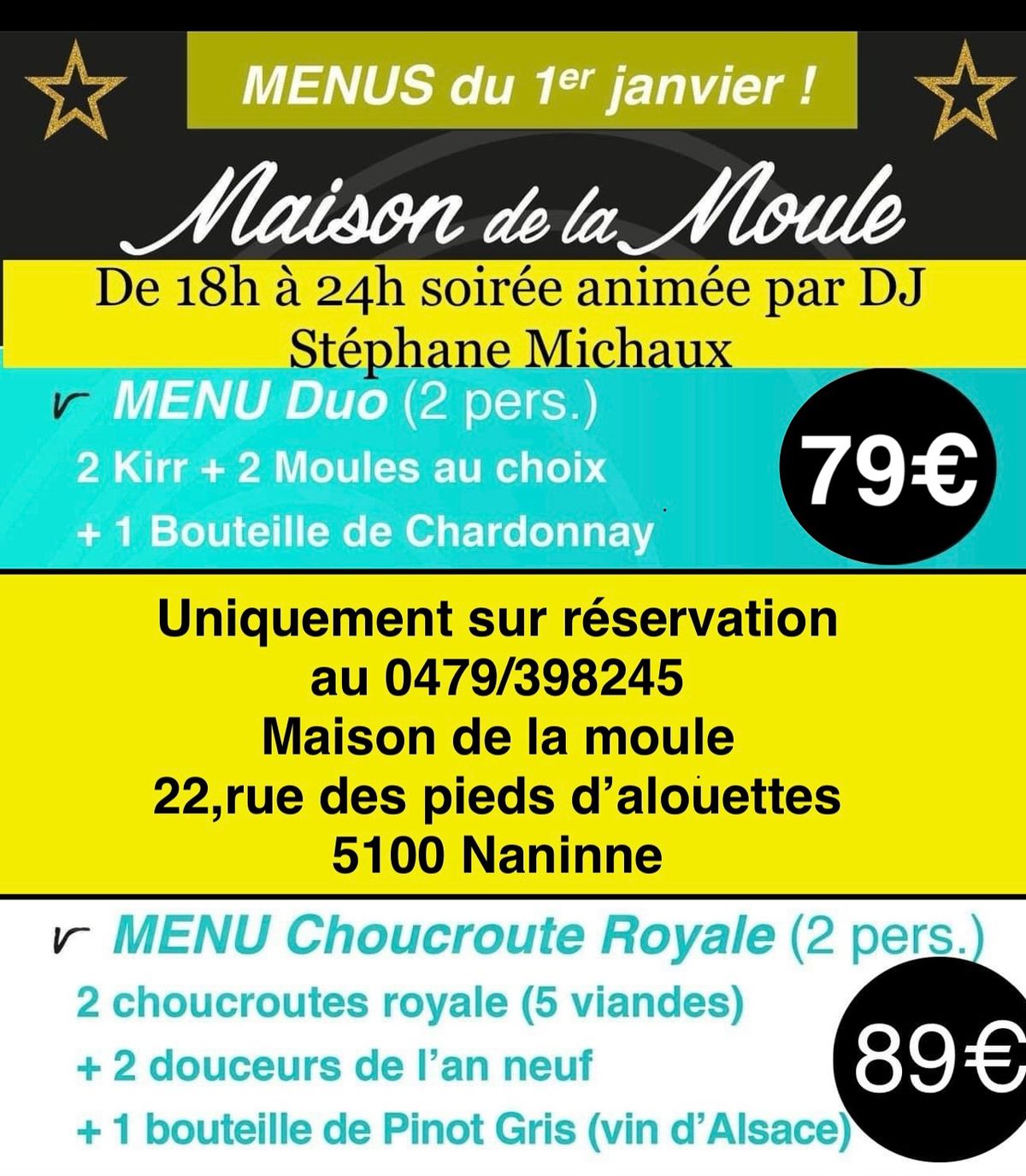 Les r\u00e9servations sont ouvertes pour ce 1er janvier 2025 !!! Venez faire la f\u00eate avec nous !!