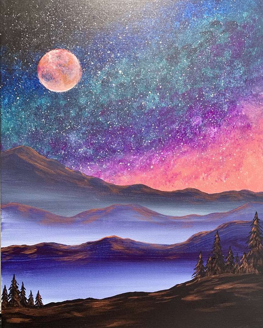 Sip & Paint 'Misty Mountain Galaxy' with us!