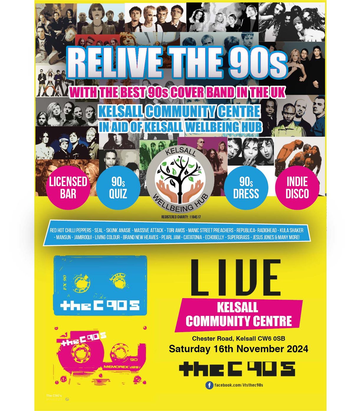 90's Night in aid of Kelsall Wellbeing Hub with The C90's playing LIVE!