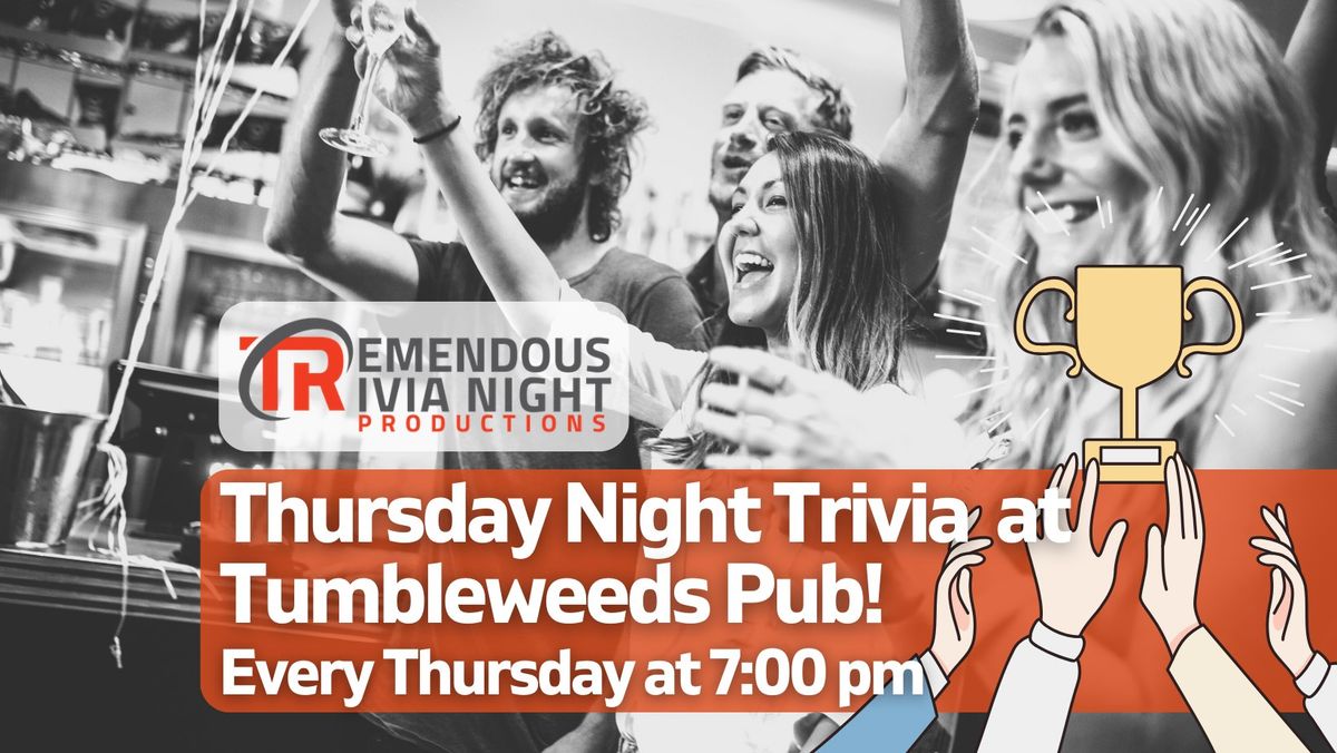 Thursday Night Trivia at Tumbleweeds Pub Kamloops!