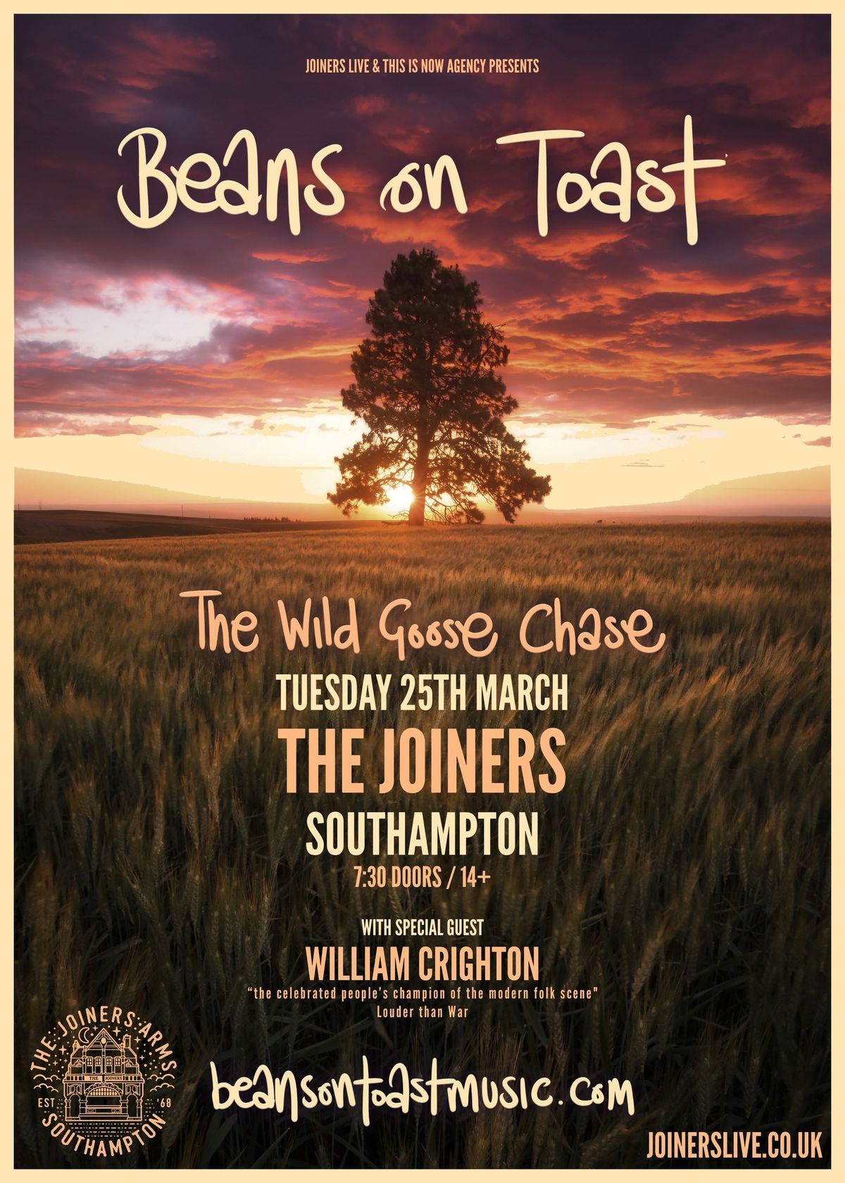 Beans on Toast + William Crighton at The Joiners, Southampton