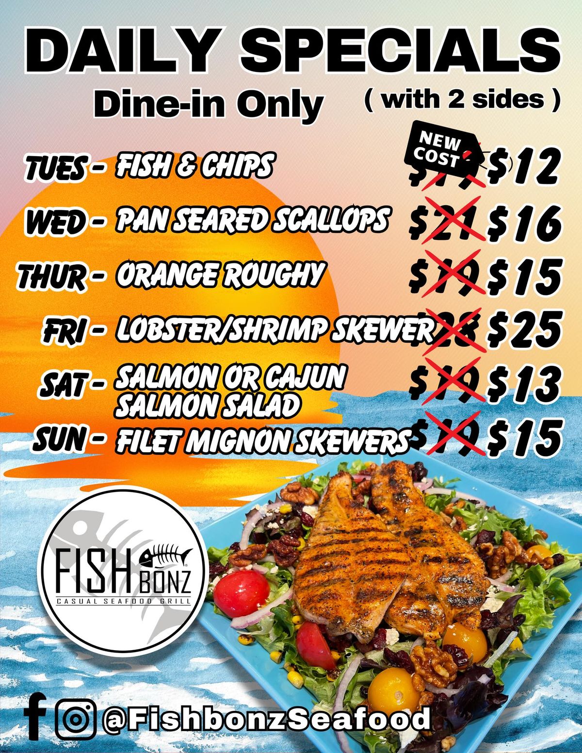 Affordable Saturdays at Fishbonzgrill