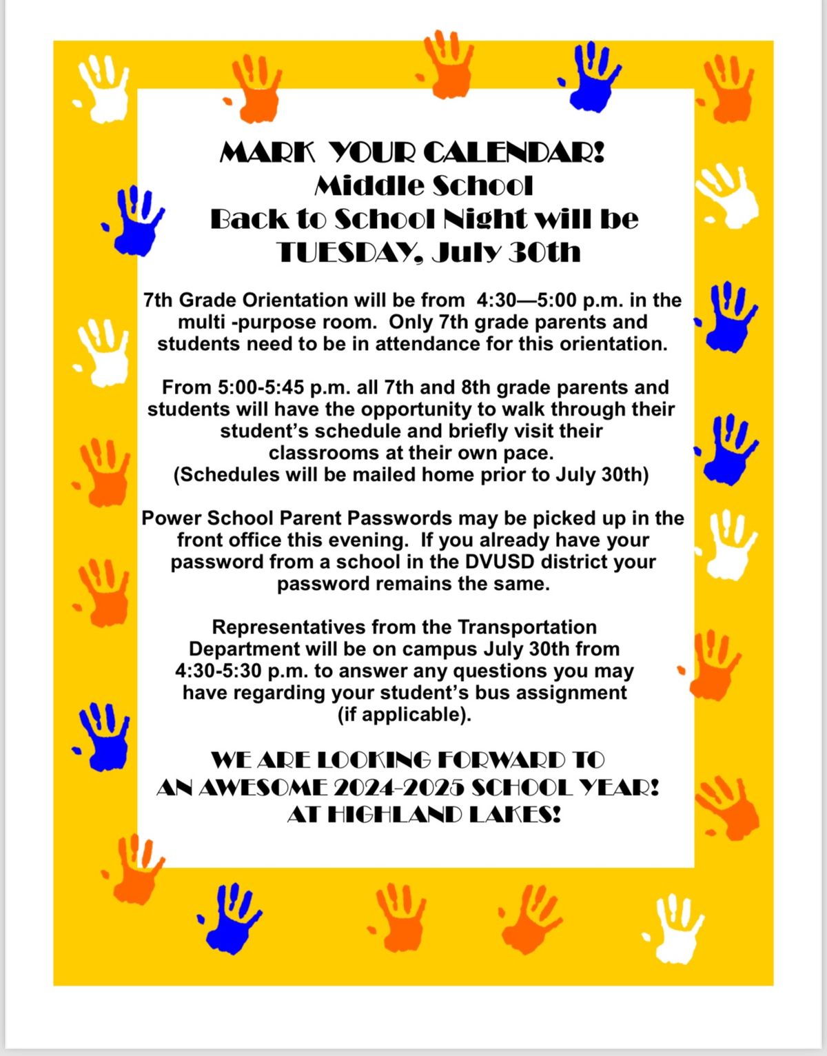 HLS Middle School- Back to School Night