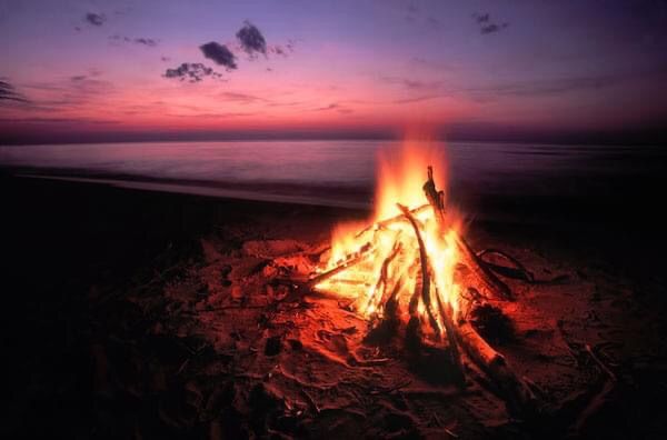 Young Adult Beach Bonfire