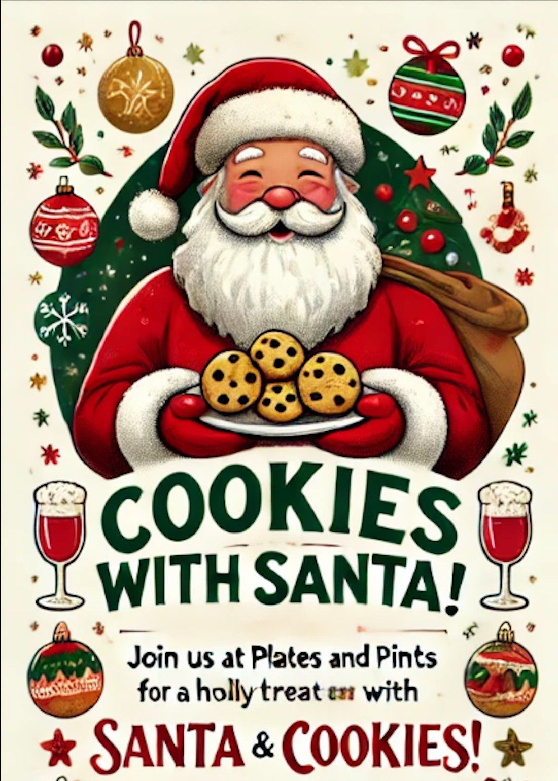 Cookies with Santa at Plates and Pints