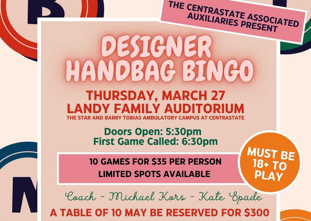 CentraState Associated Auxiliaries Present Designer Handbag Bingo