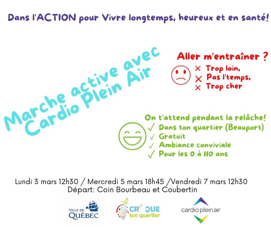 Marches actives GRATUITES avec Cardio Plein Air \u00e0 Beauport