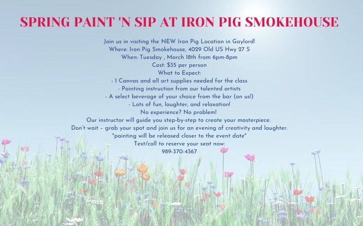 Spring Paint 'n Sip at Iron Pig Smokehouse