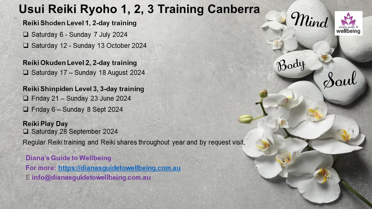 Usui Reiki Ryoho Shoden Level 1 Training Canberra, 2-day course