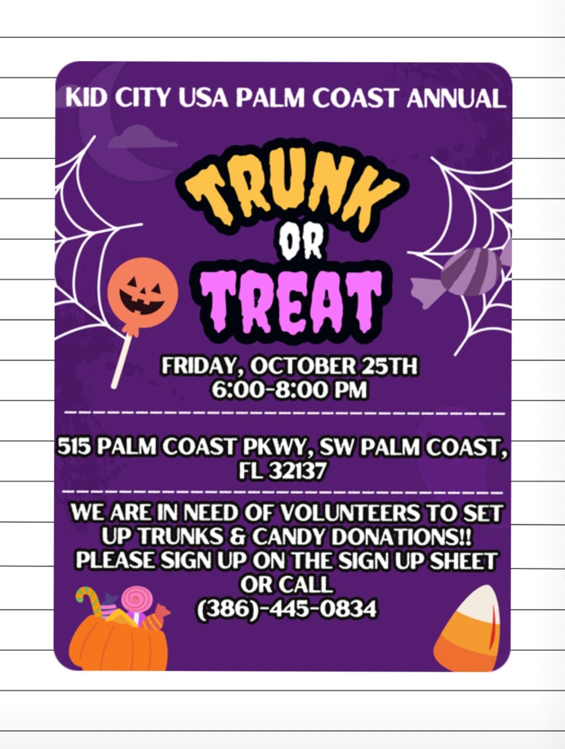 Kid City USA Palm Coast- Trunk Or Treat???