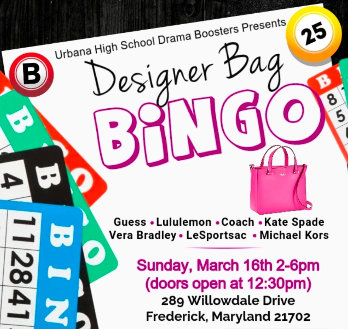 2025 UHS Drama Boosters Designer Bag Bingo! 