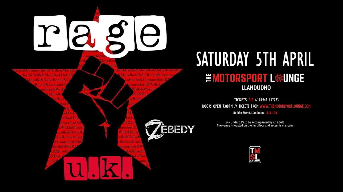 Rage UK with Zebedy at The Motorsport Lounge, Llandudno