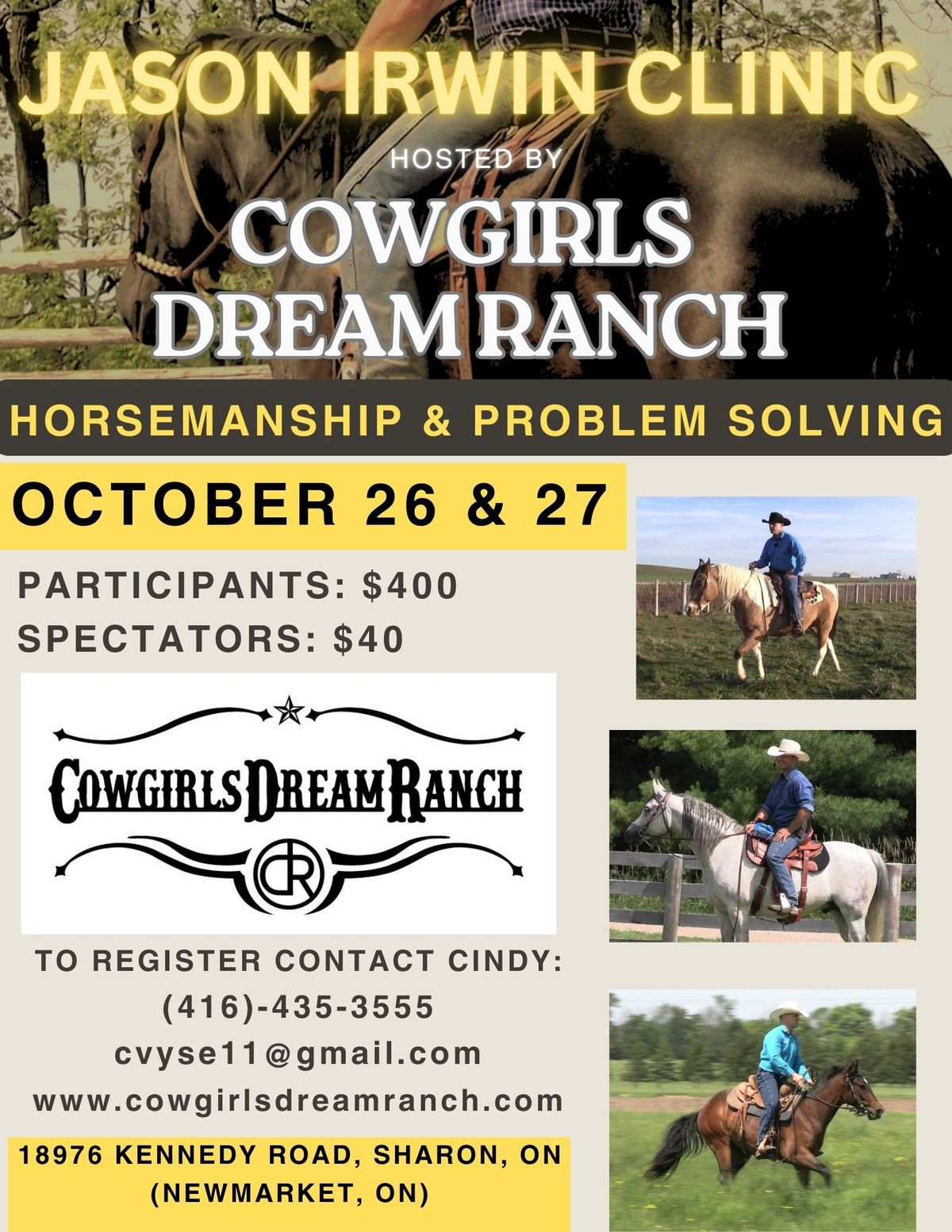 COWGIRLS DREAM RANCH JASON IRWIN CLINIC