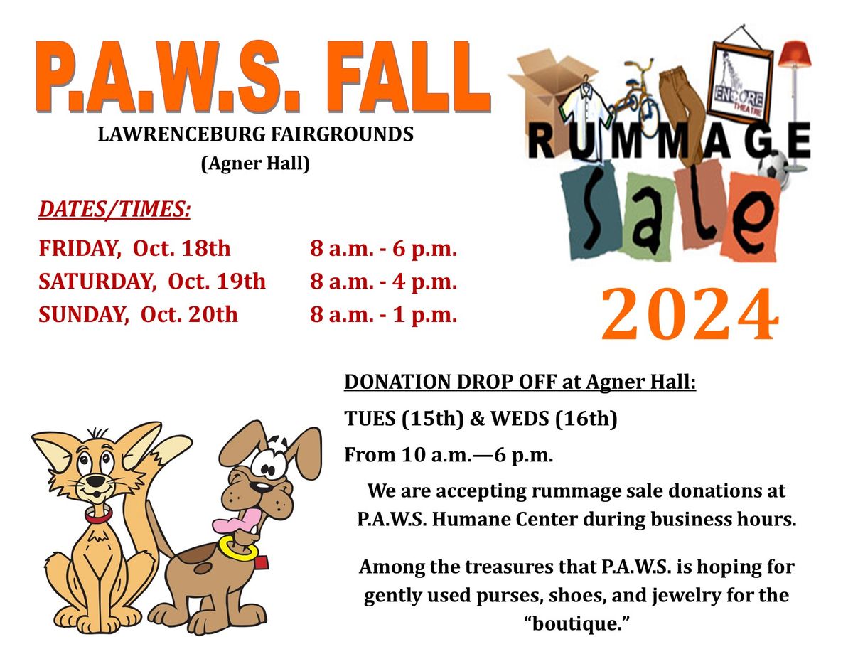 P.A.W.S. Fall Rummage Sale