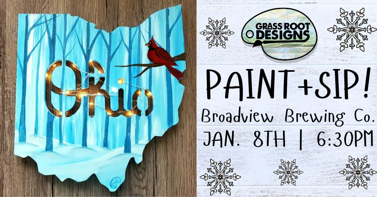 Light up Ohio Winter Cardinal | Paint + Sip Broadvie Brewing