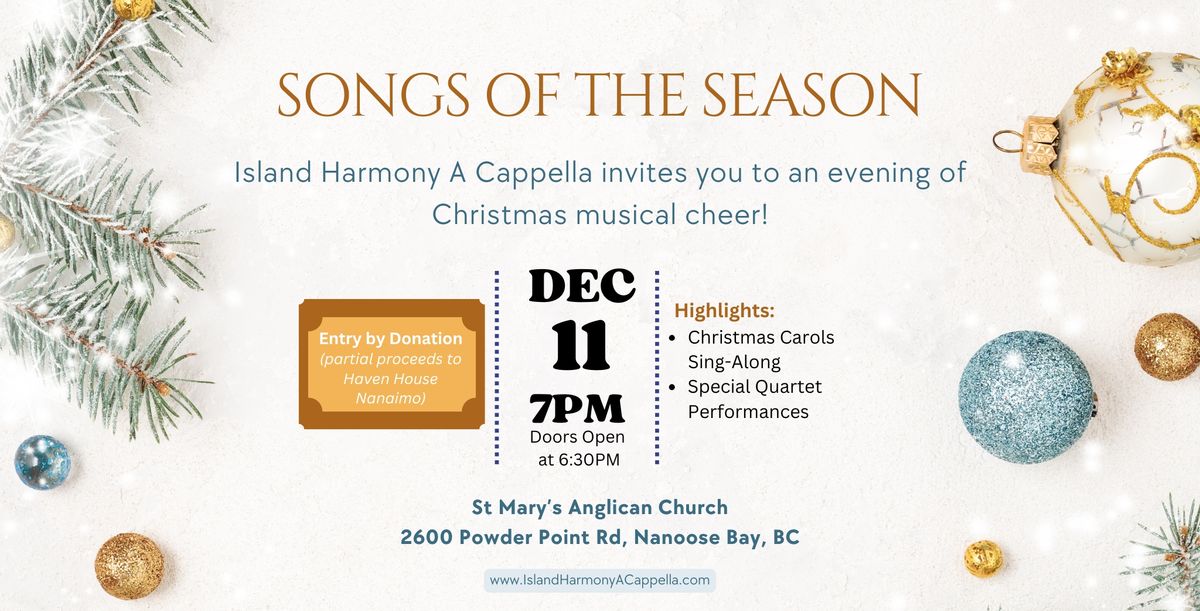 Songs of the Season with Island Harmony A Cappella