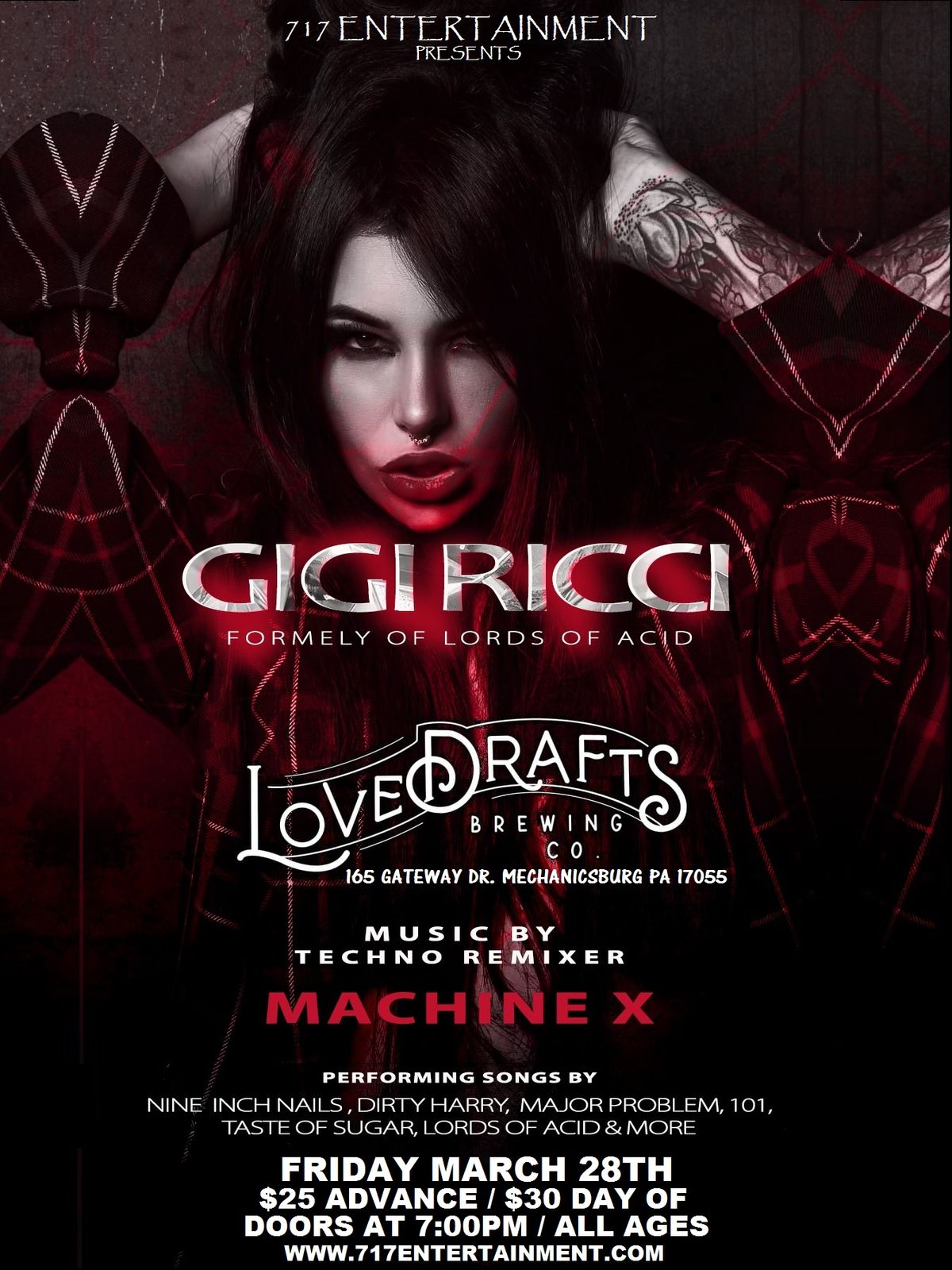 Gigi Ricci (Formerly of Lords of Acid) and Machine X Industrial Remix Night at Lovedrafts