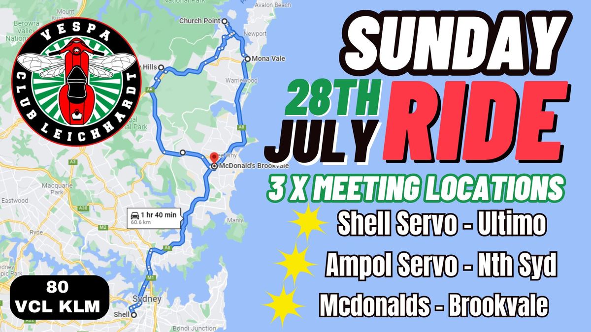 Meet & Ride - Northern Beaches - Sunday 28\/07\/24