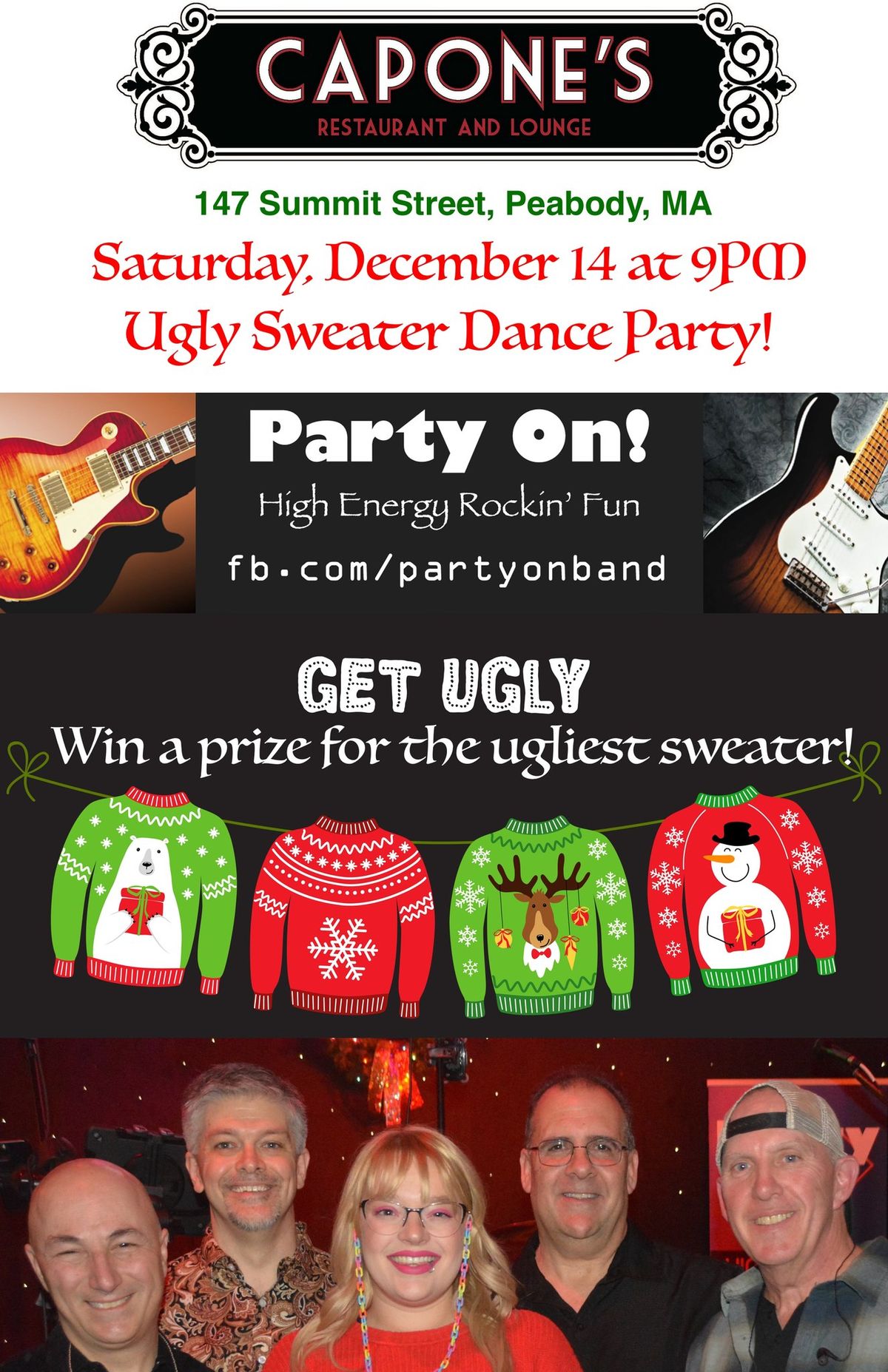 Party On! Ugly Sweater Dance Party at Capone's!