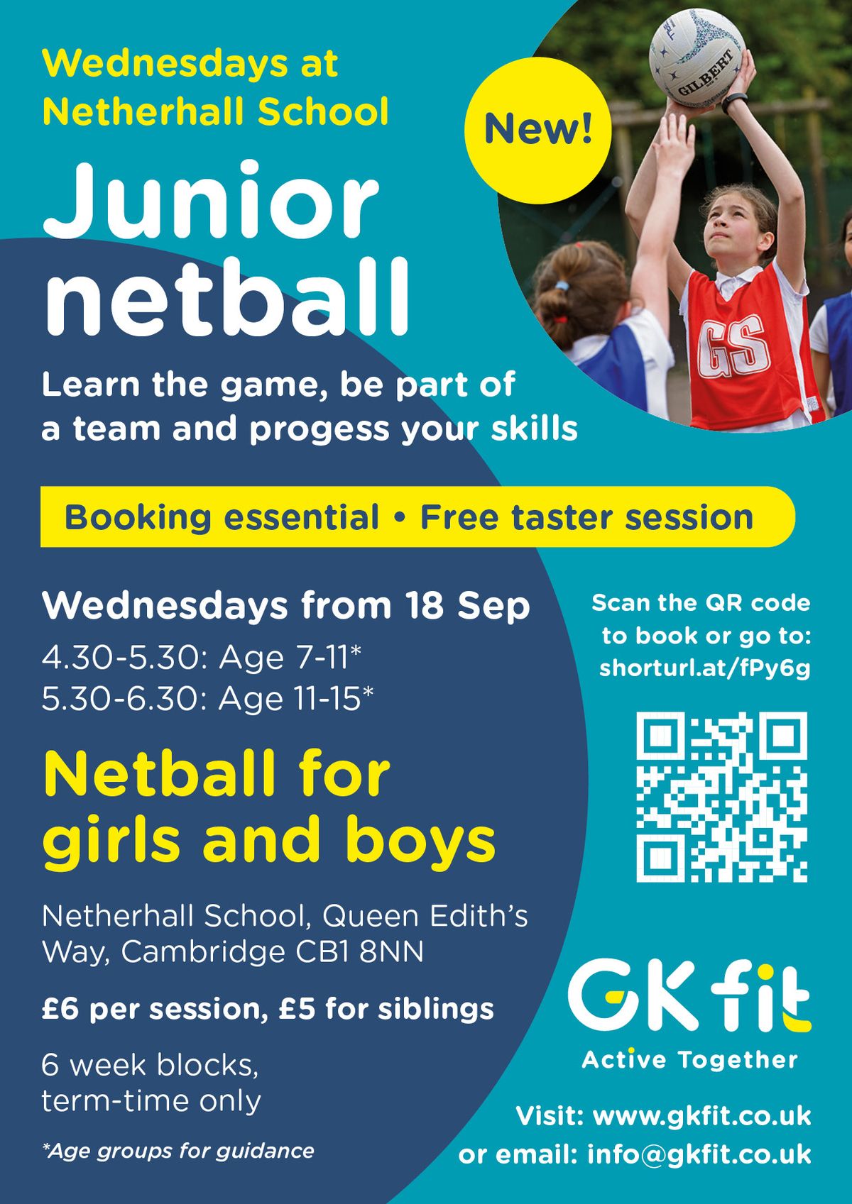 Junior netball with GK Fit