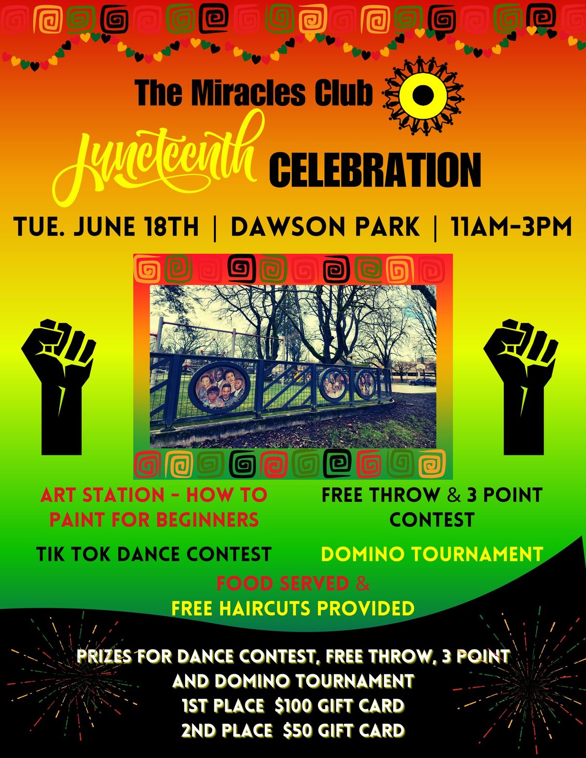Juneteenth Celebration at Dawson Park hosted by The Miracles Club Outreach Team