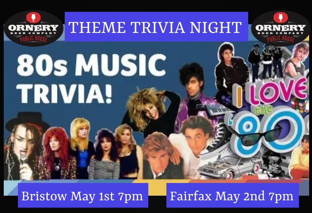 80's Music Theme Trivia Night!!!! 