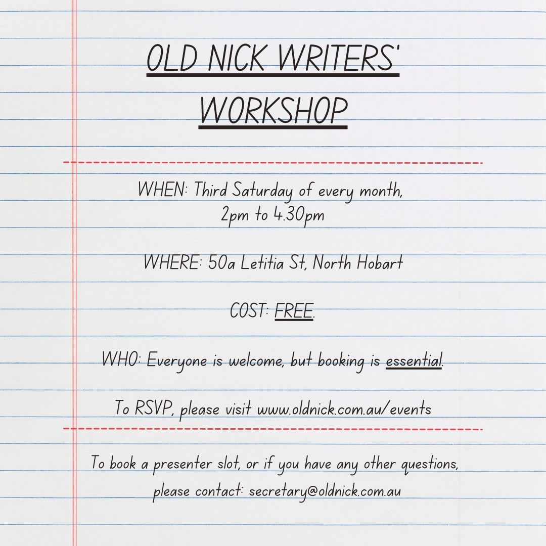 OLD NICK WRITERS GROUP - SATURDAY MARCH 15TH