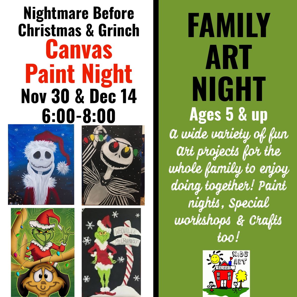 GRINCH & NIGHTMARE BEFORE CHRISTMAS FAMILY PAINT NIGHT #2