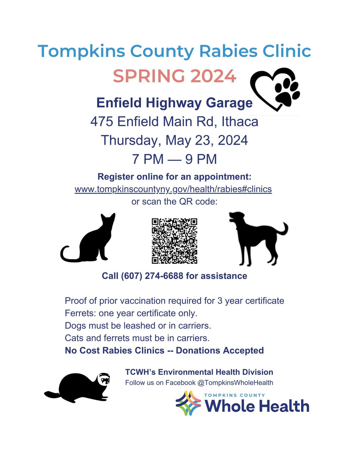 Tompkins County No-Cost Rabies Clinic: ENFIELD 