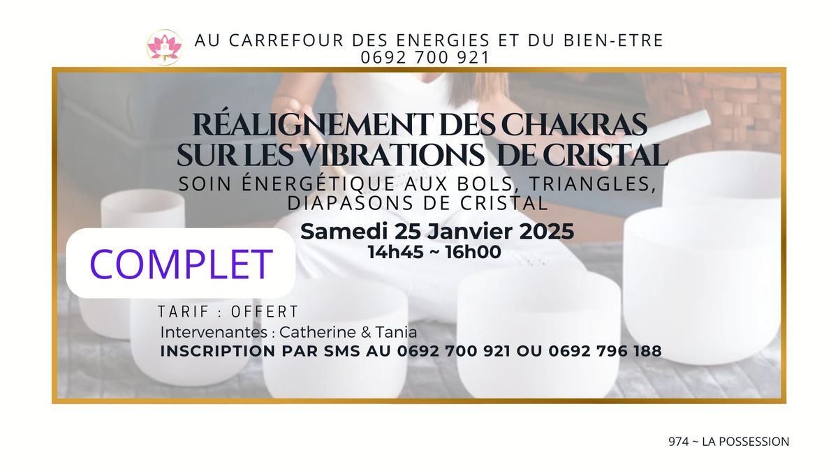 R\u00e9alignement des chakras sur les vibrations de cristal