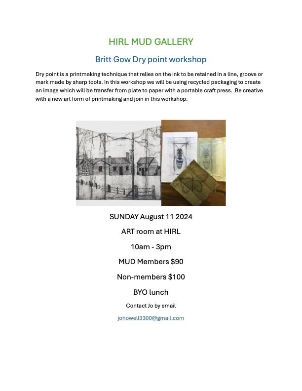 Britt Gow Drypoint Printing workshop